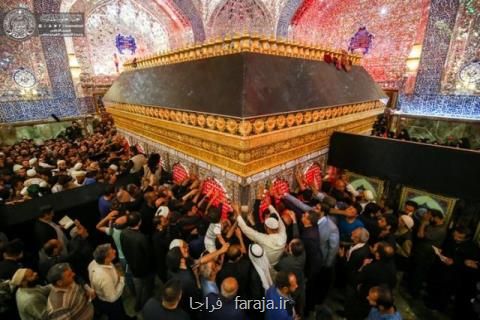 حرم امام علی (ع) در ازدحام زائران اربعین بعلاوه عكس